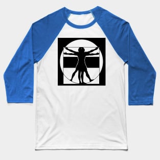 Vitruvian Man - Original Logo Banner Sigil - Dark Design for Light Backgrounds Baseball T-Shirt
